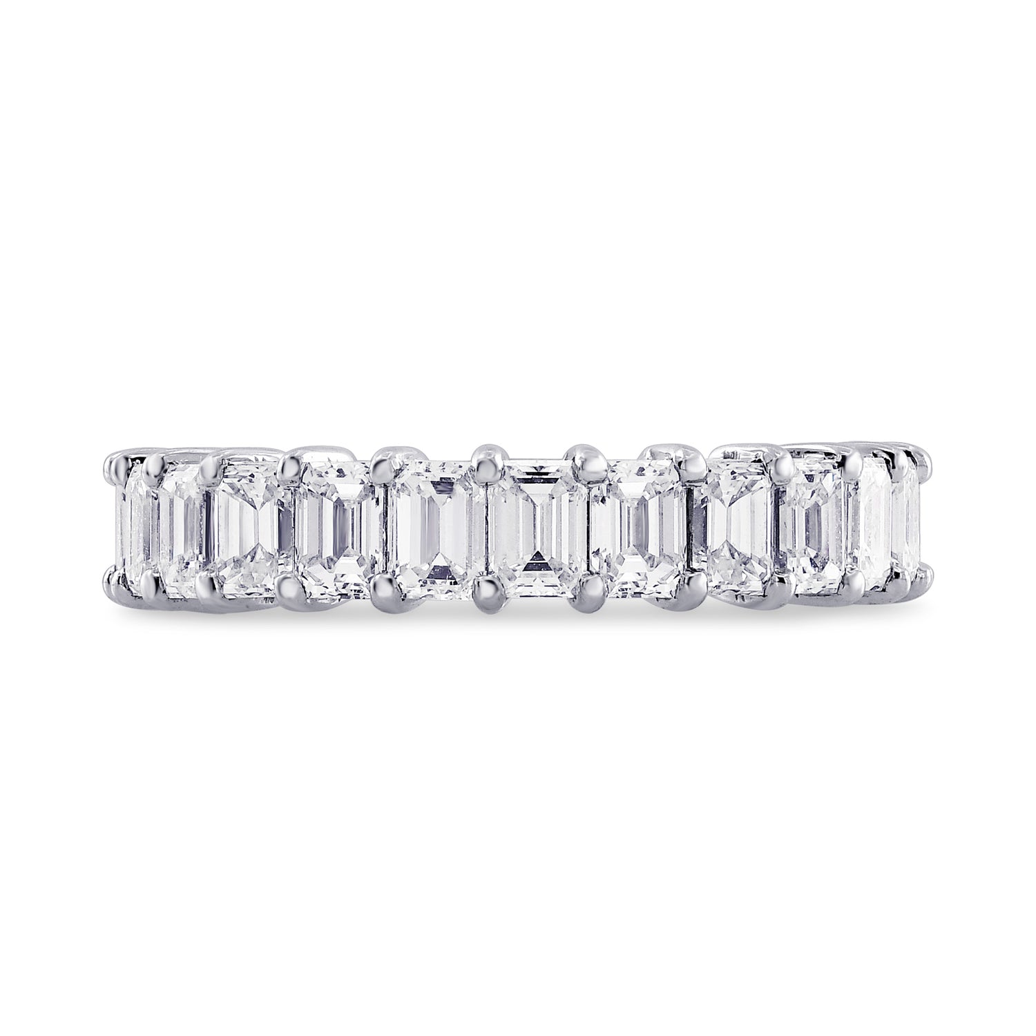 Platinum Emerald-Cut Diamond Full Eternity Band Ring