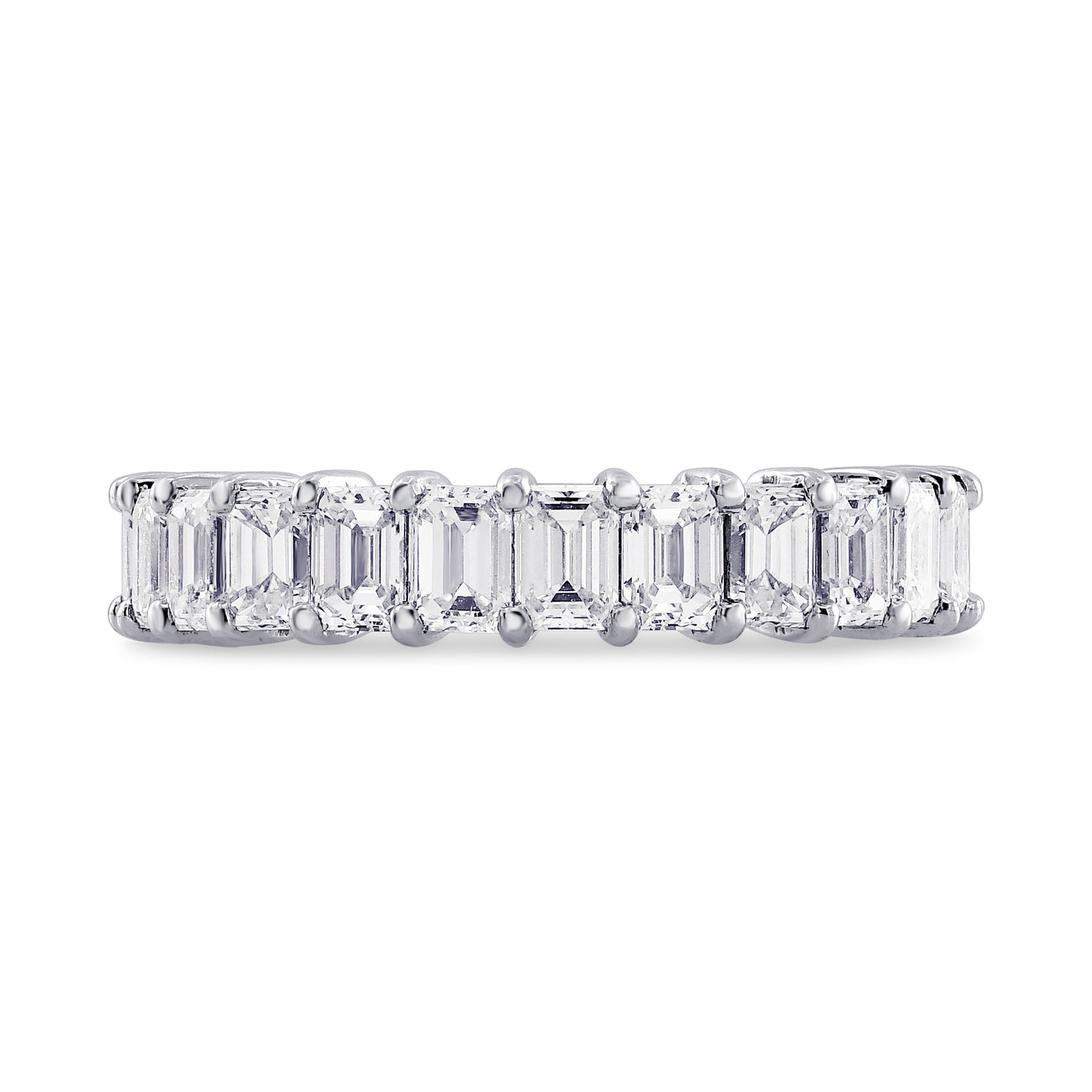 Platinum Emerald-Cut Diamond Full Eternity Band Ring