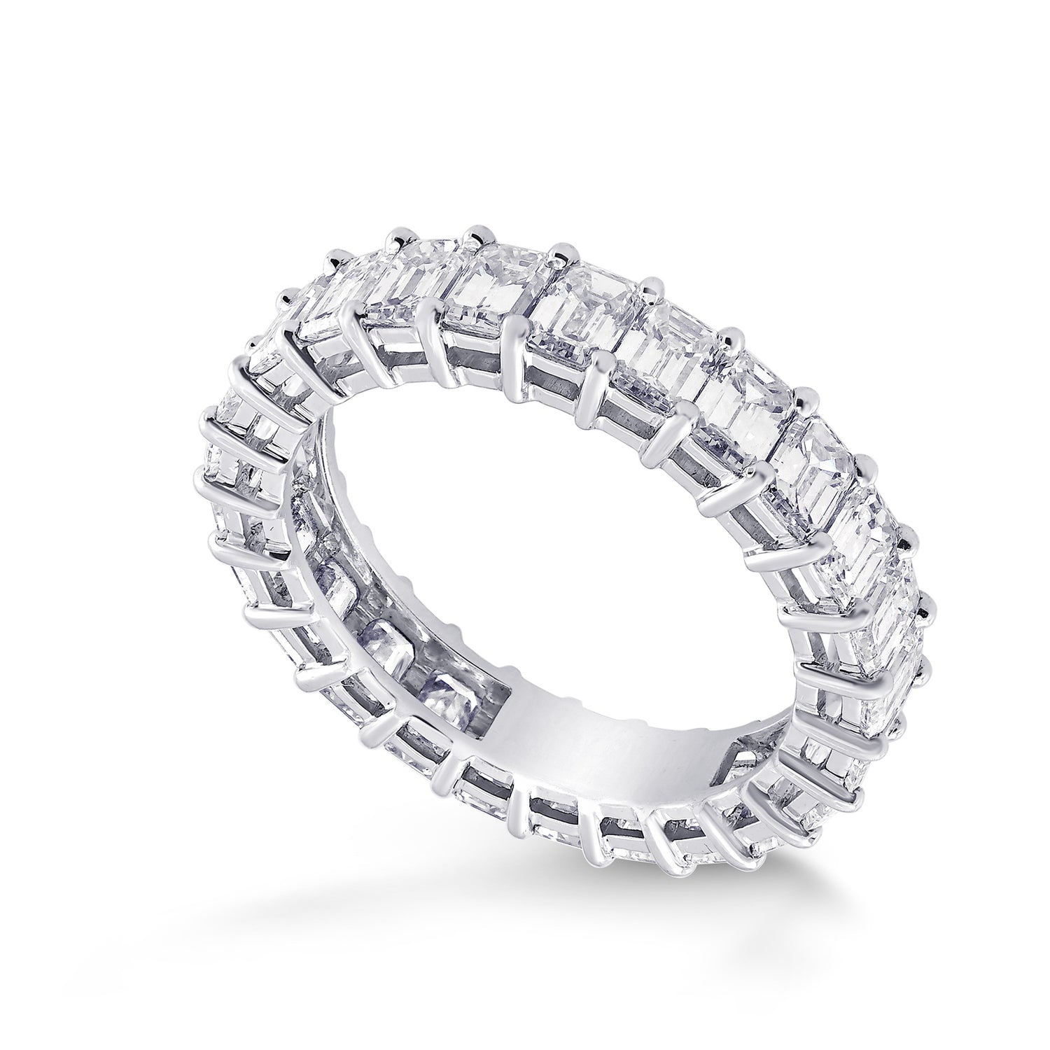 Platinum Emerald-Cut Diamond Full Eternity Band Ring