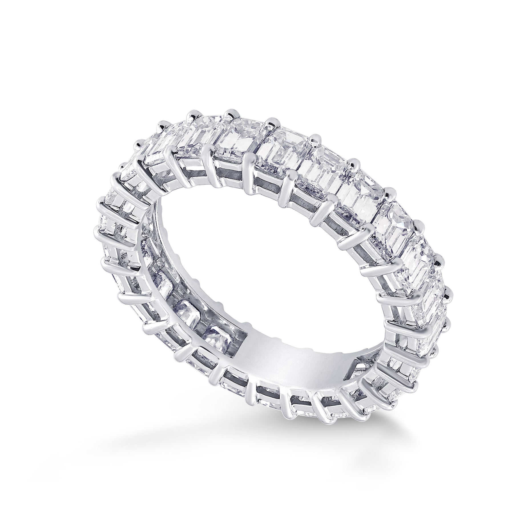 Platinum Emerald-Cut Diamond Full Eternity Band Ring