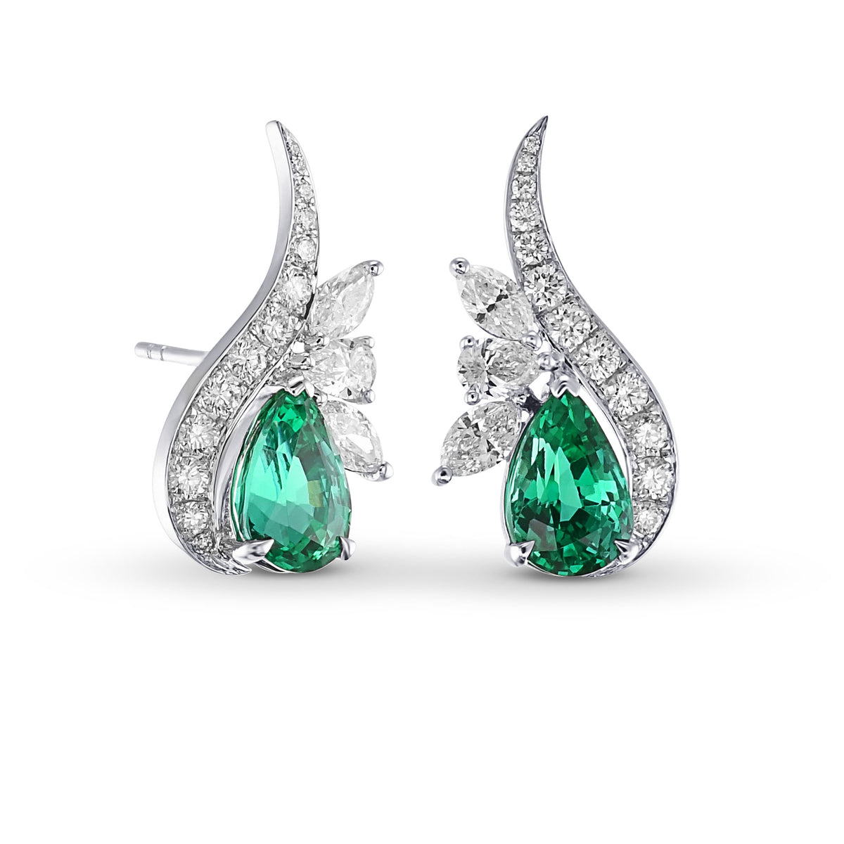 Zambian Emerald & Diamond Ear Crawler Earrings