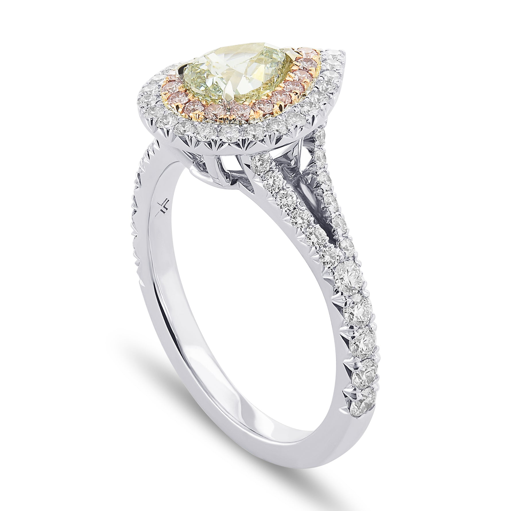 Fancy Green Pear Halo Diamond Ring