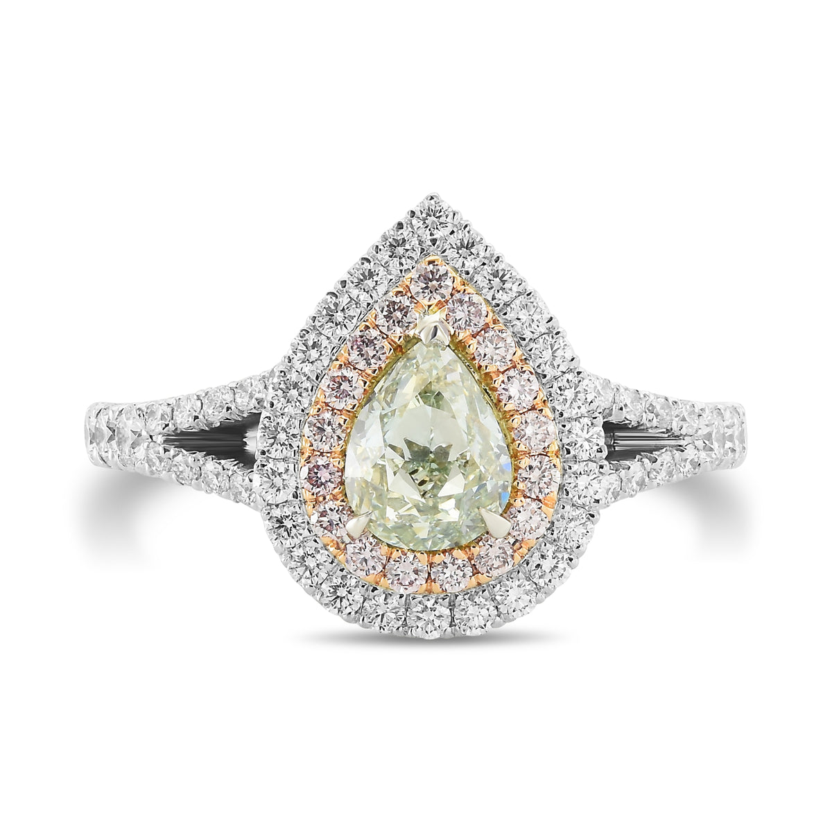 Fancy Green Pear Halo Diamond Ring