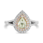Fancy Green Pear Halo Diamond Ring