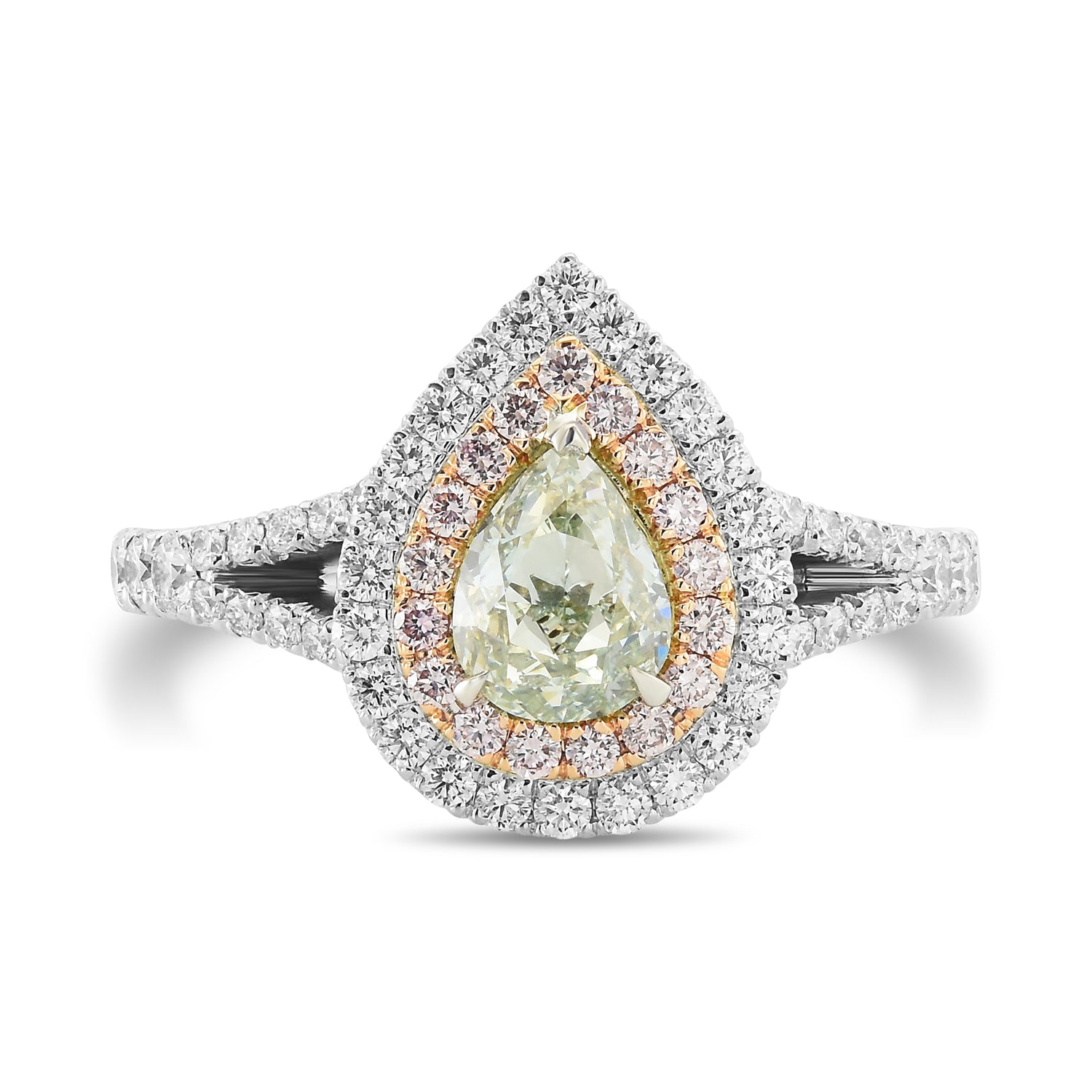 Fancy Green Pear Halo Diamond Ring