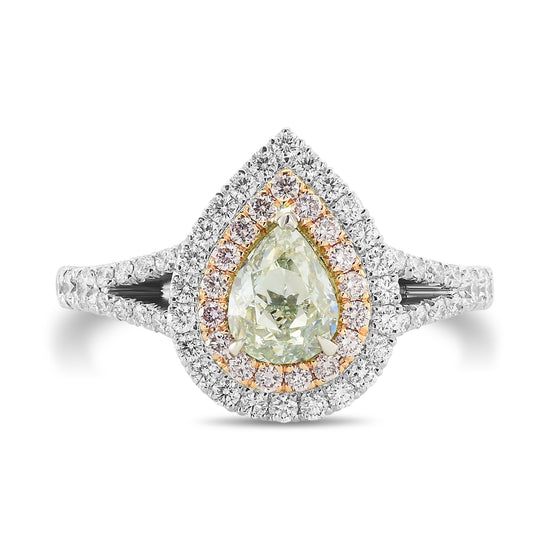 Fancy Green Pear Halo Diamond Ring