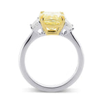 Fancy Yellow Cushion & Trapezoid 3-stone Diamond Ring