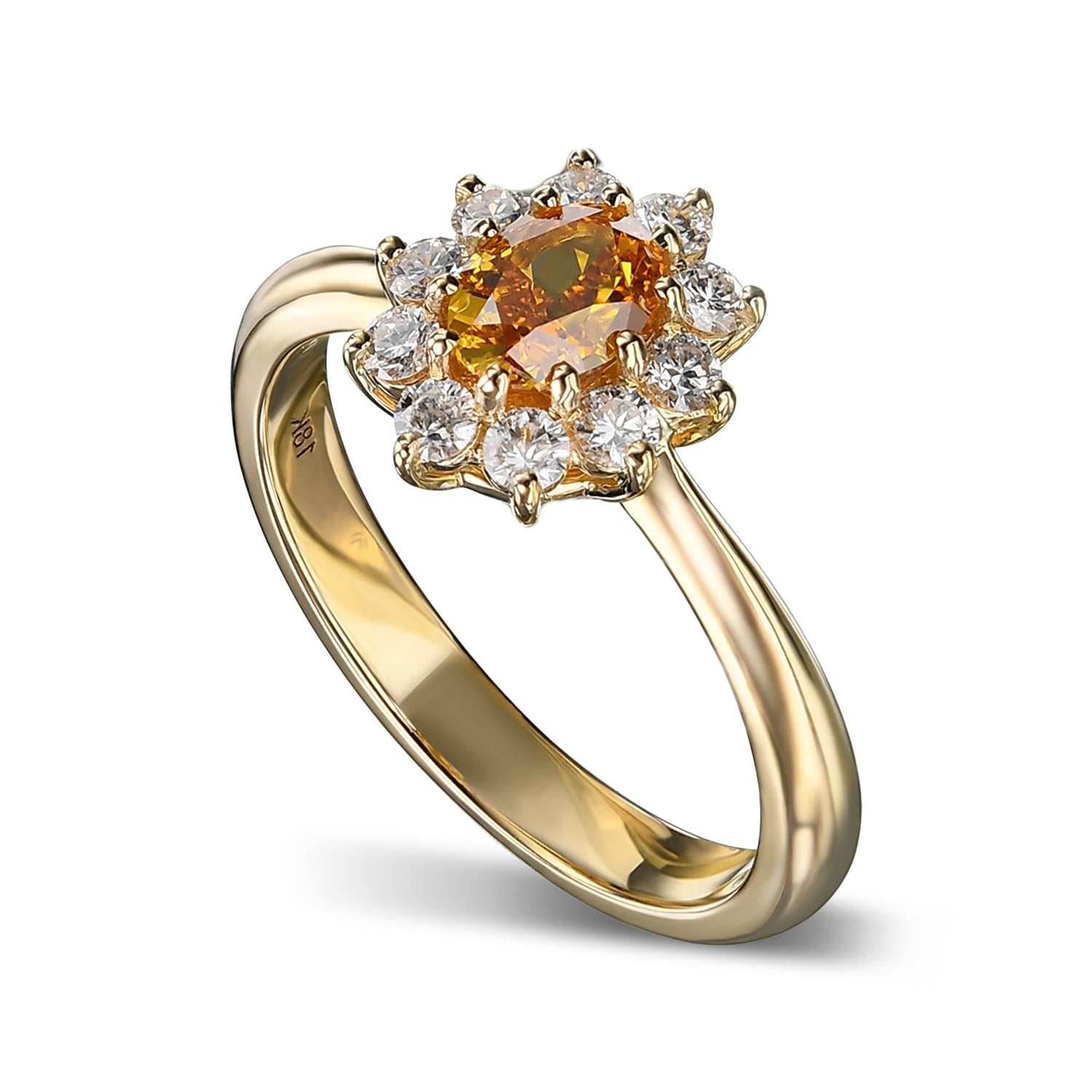 Fancy Vivid Yellowish Orange Oval Halo Diamond Ring