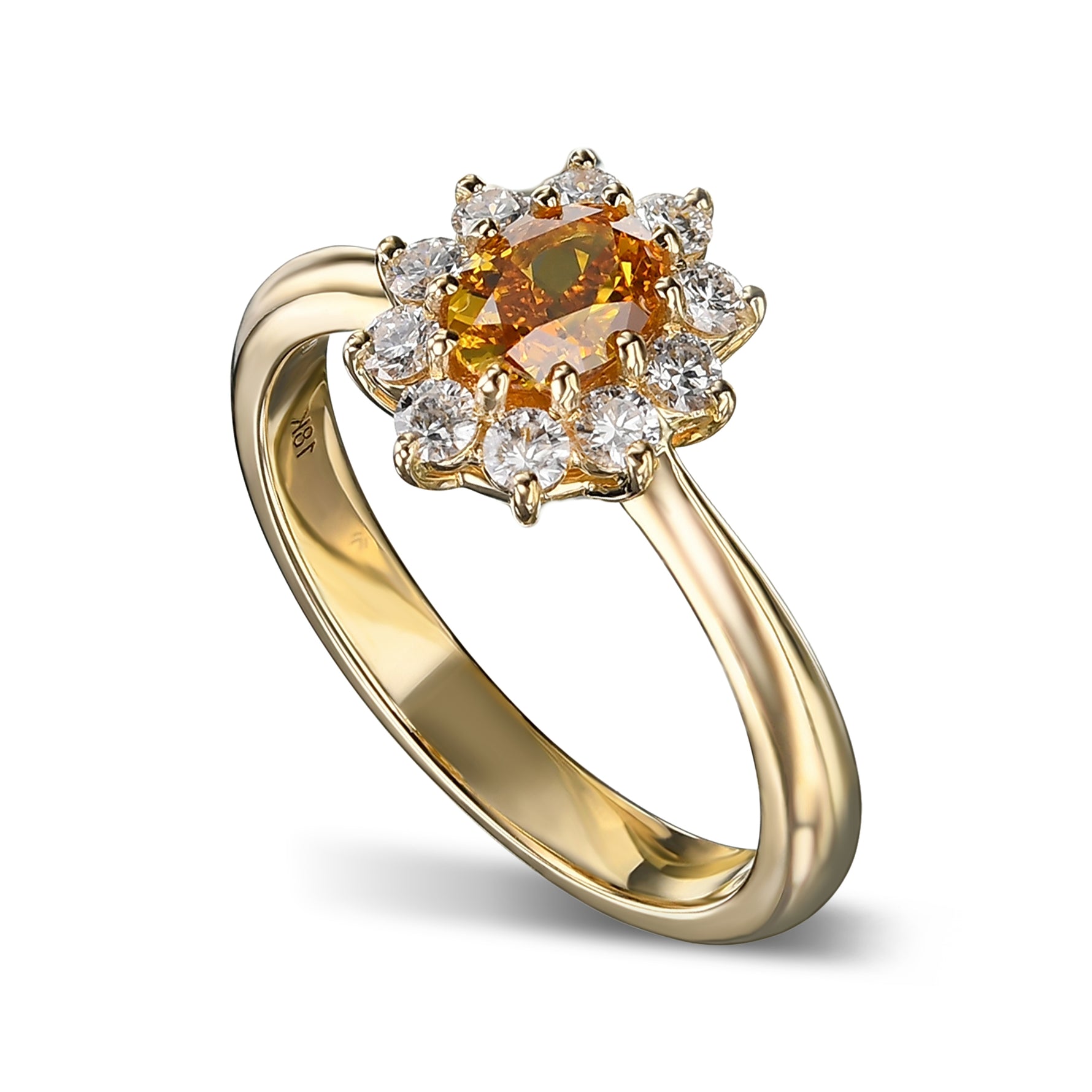 Fancy Vivid Yellowish Orange Oval Halo Diamond Ring