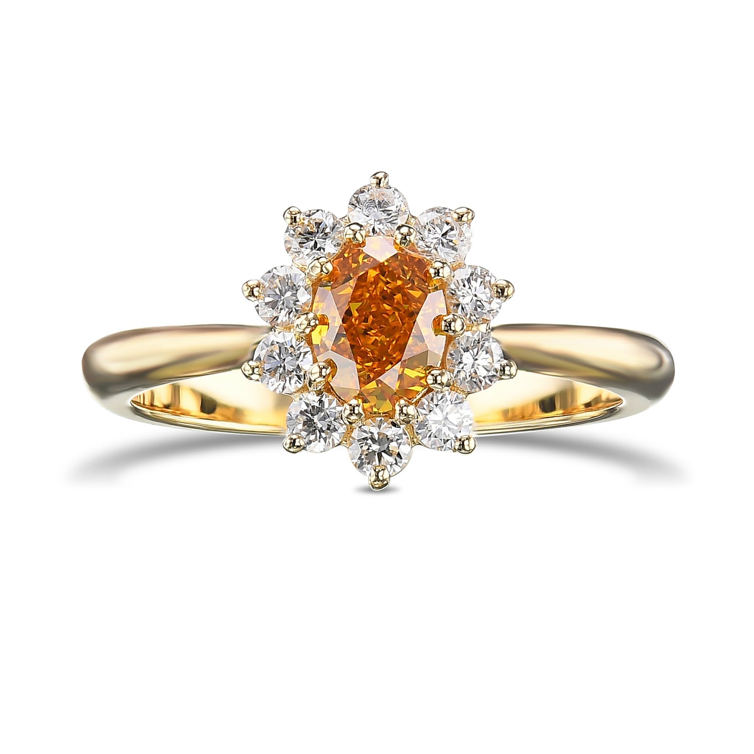 Fancy Vivid Yellowish Orange Oval Halo Diamond Ring