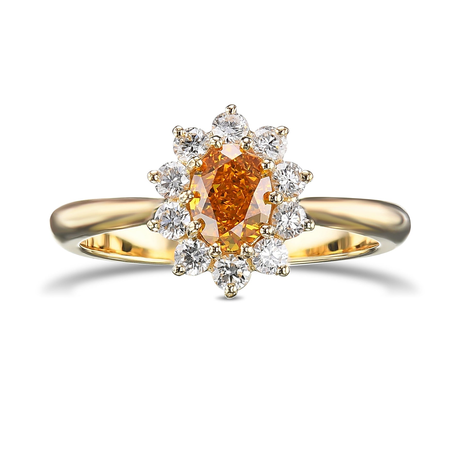 Fancy Vivid Yellowish Orange Oval Halo Diamond Ring