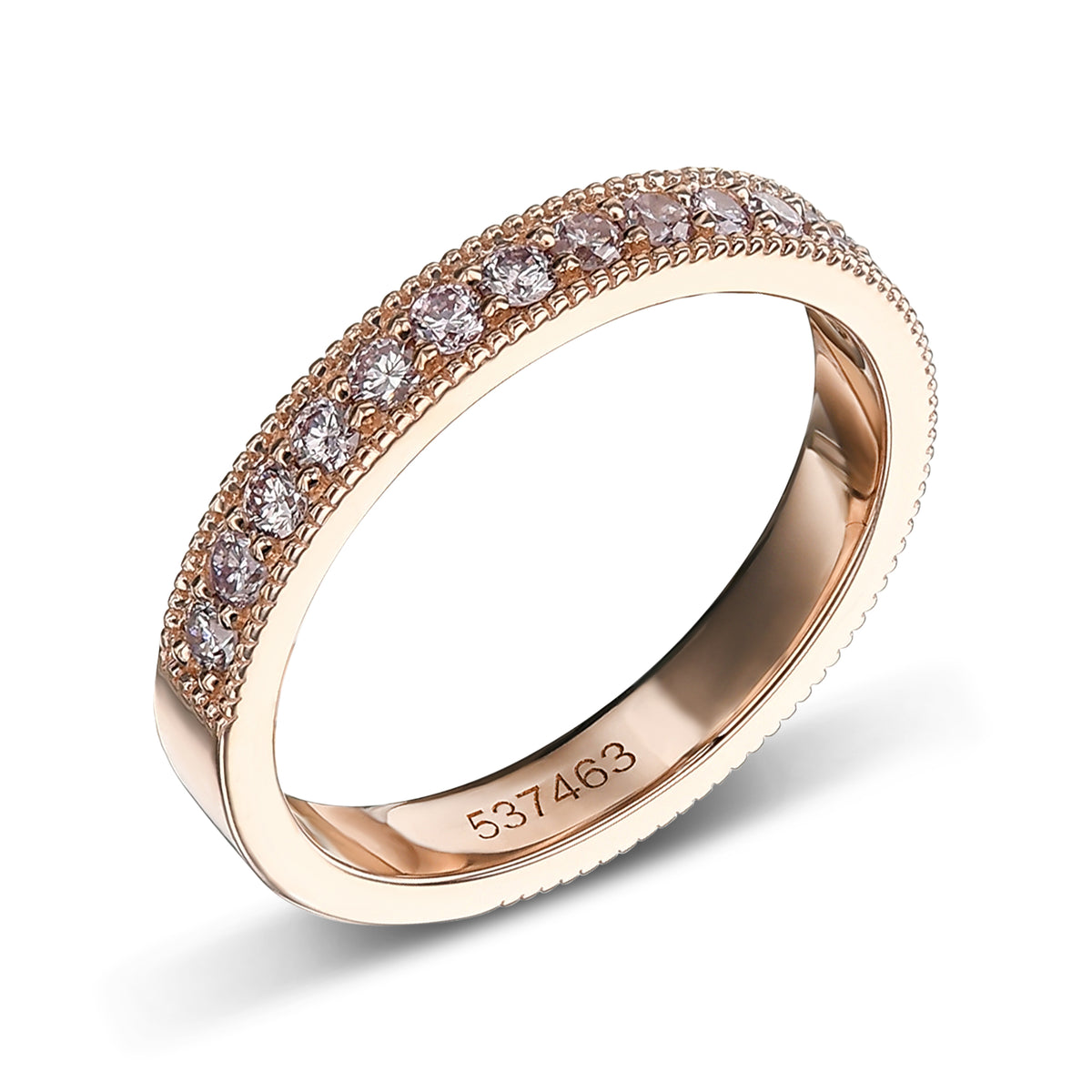 Fancy Light Pink Round Brilliant Diamond Band Ring