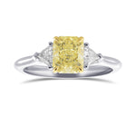 Fancy Light Yellow Radiant Diamond 3 Stone Diamond Ring