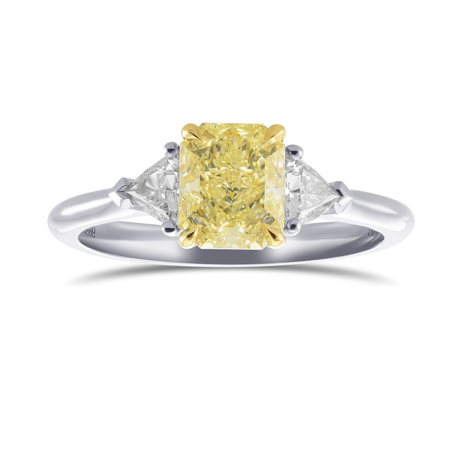 Fancy Light Yellow Radiant Diamond 3 Stone Diamond Ring