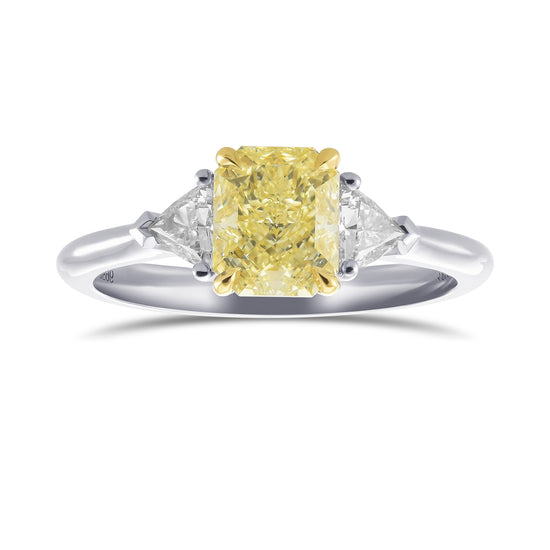 Fancy Light Yellow Radiant Diamond 3 Stone Diamond Ring