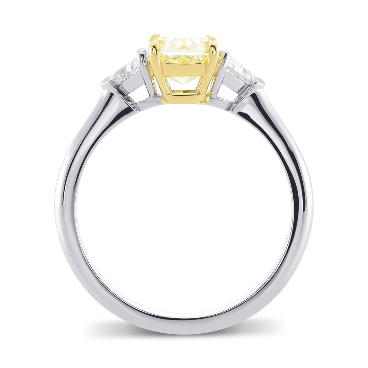 Fancy Light Yellow Radiant Diamond 3 Stone Diamond Ring