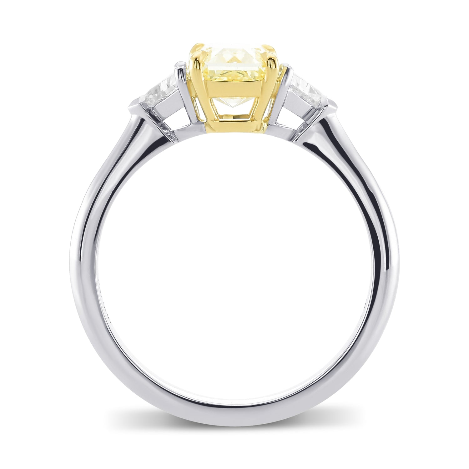 Fancy Light Yellow Radiant Diamond 3 Stone Diamond Ring