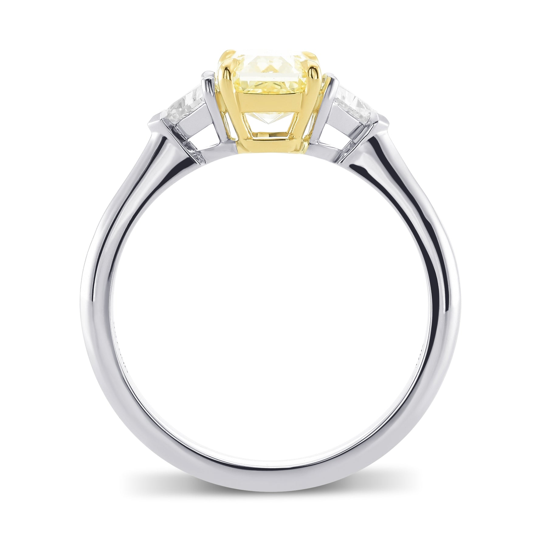 Fancy Light Yellow Radiant Diamond 3 Stone Diamond Ring