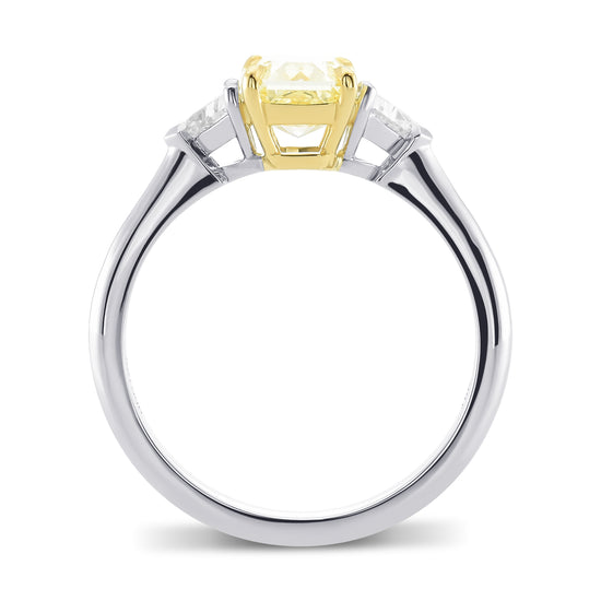 Fancy Light Yellow Radiant Diamond 3 Stone Diamond Ring