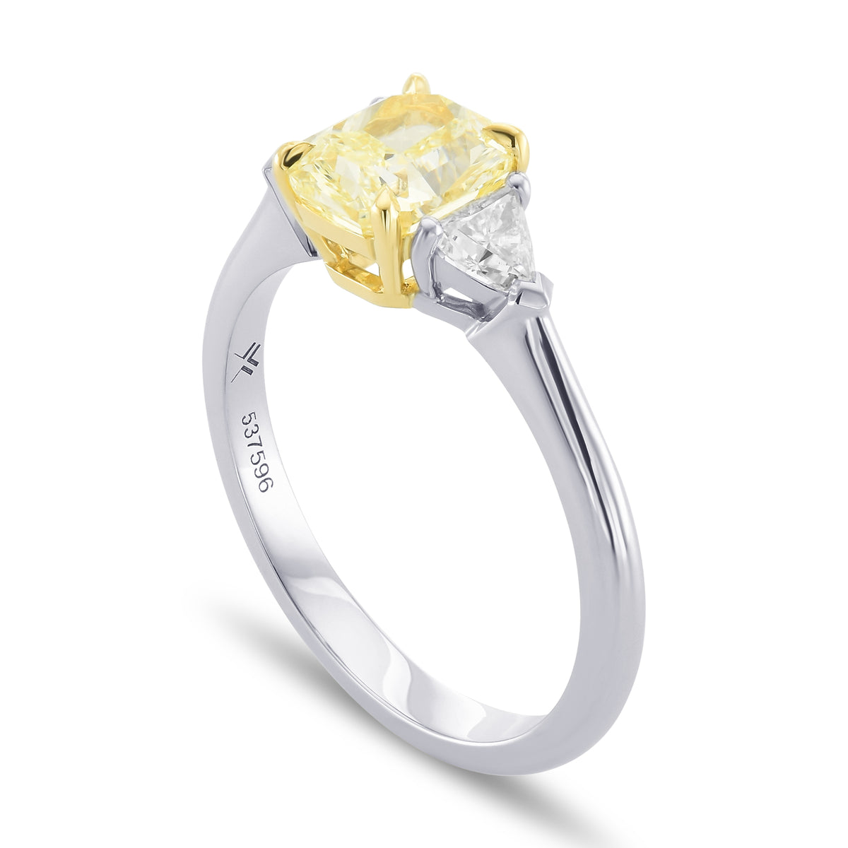 Fancy Light Yellow Radiant Diamond 3 Stone Diamond Ring