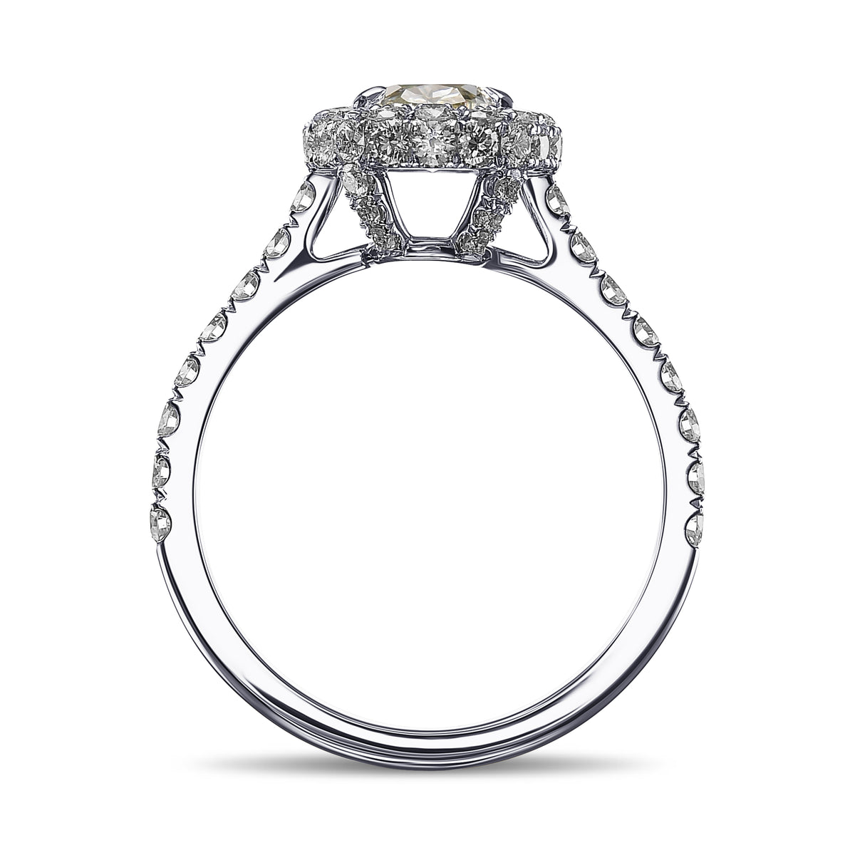 Fancy Yellowish Green Oval Halo Diamond Ring