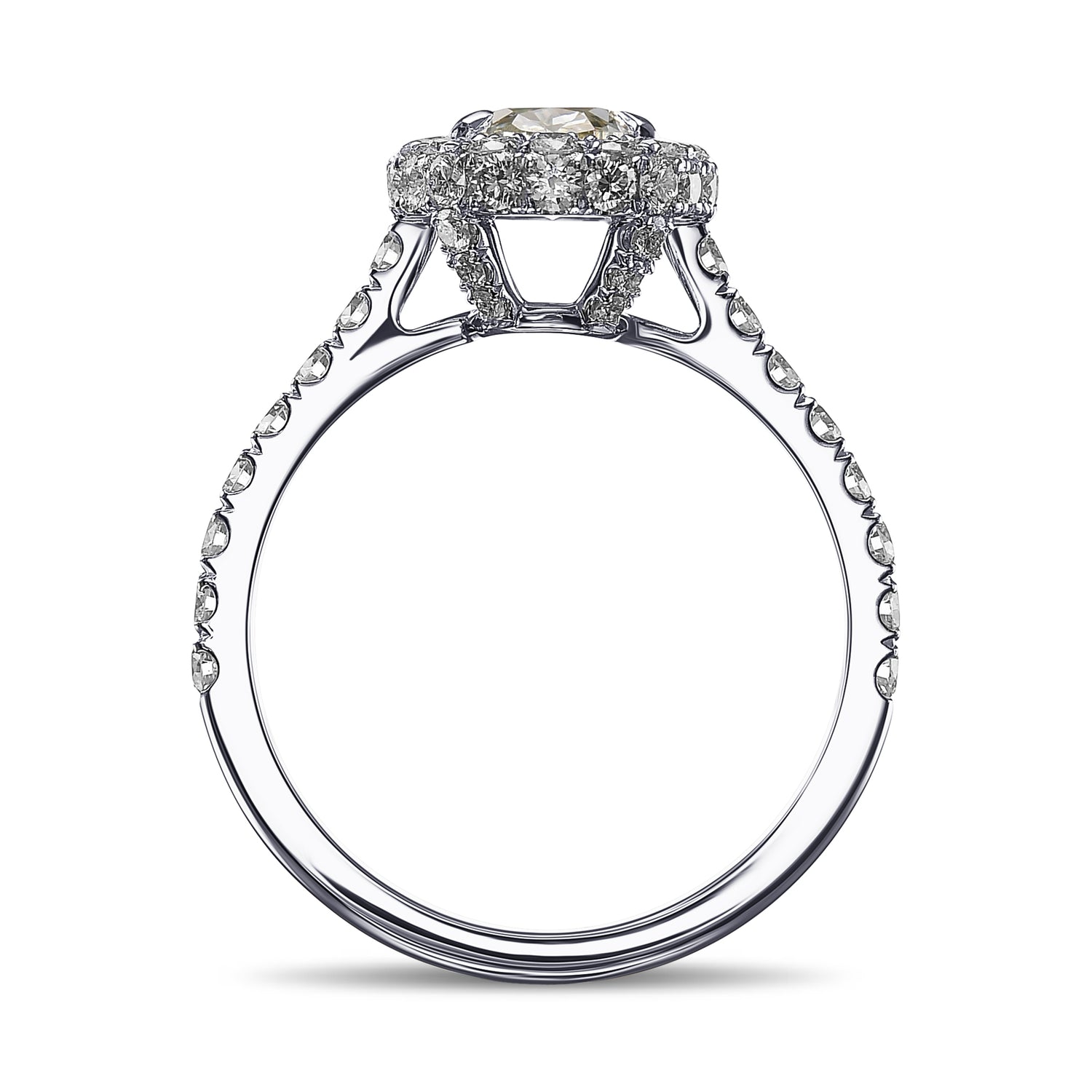 Fancy Yellowish Green Oval Halo Diamond Ring