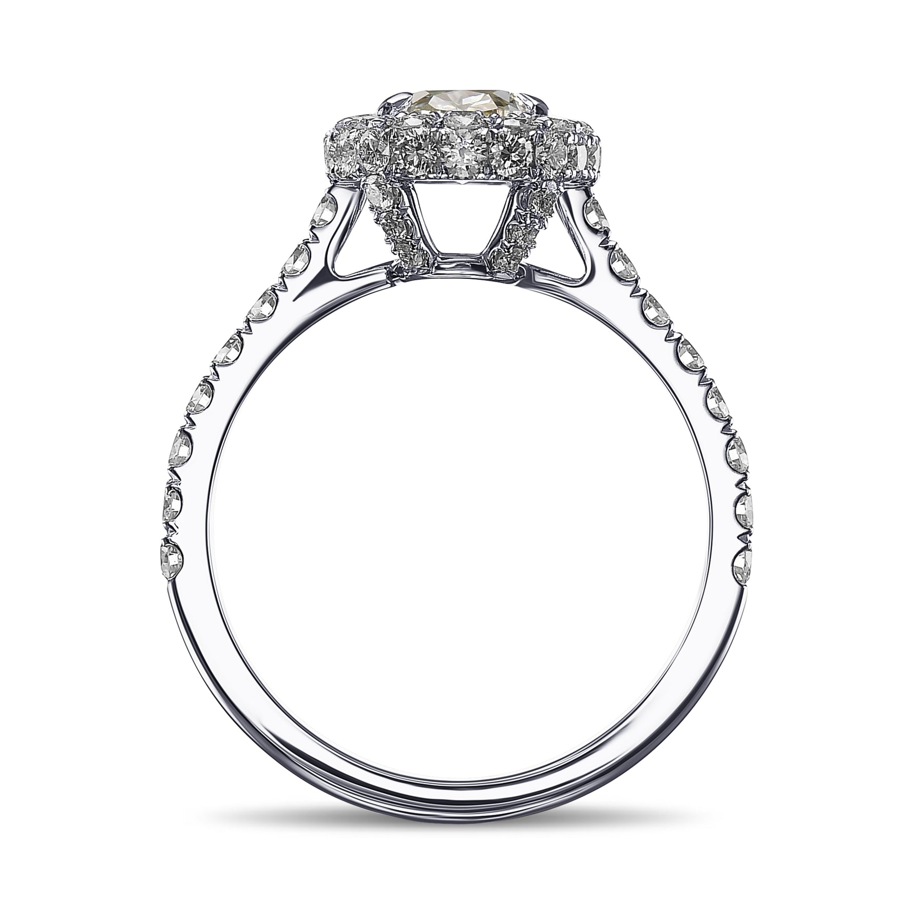 Fancy Yellowish Green Oval Halo Diamond Ring