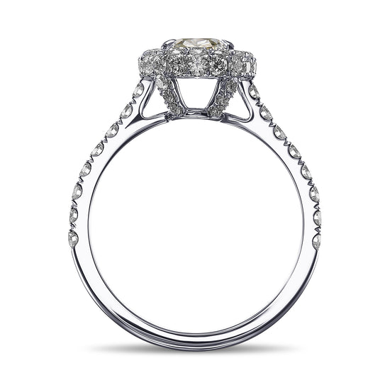 Fancy Yellowish Green Oval Halo Diamond Ring
