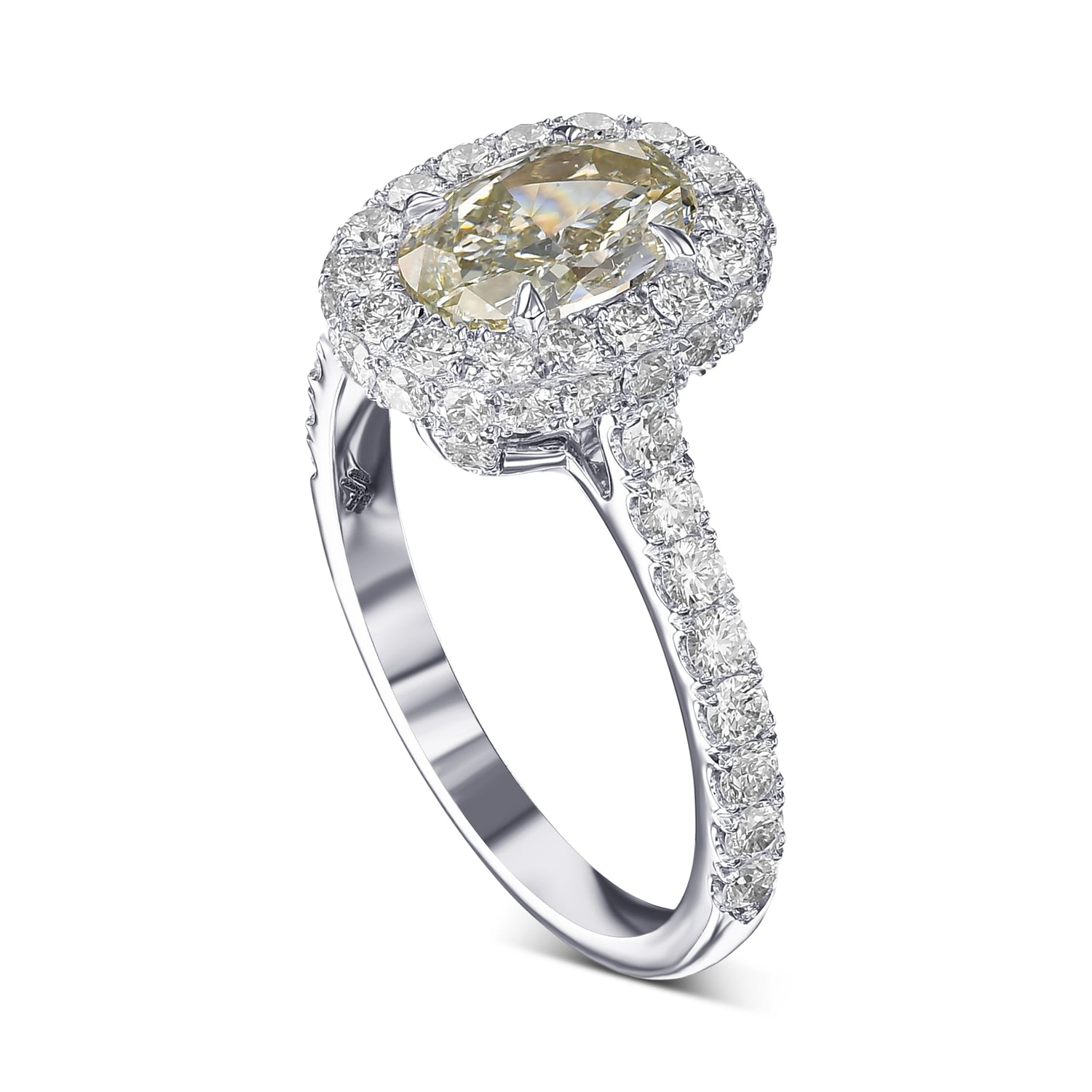 Fancy Yellowish Green Oval Halo Diamond Ring