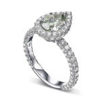 Fancy Intense Green Pear Regal Halo Diamond Ring