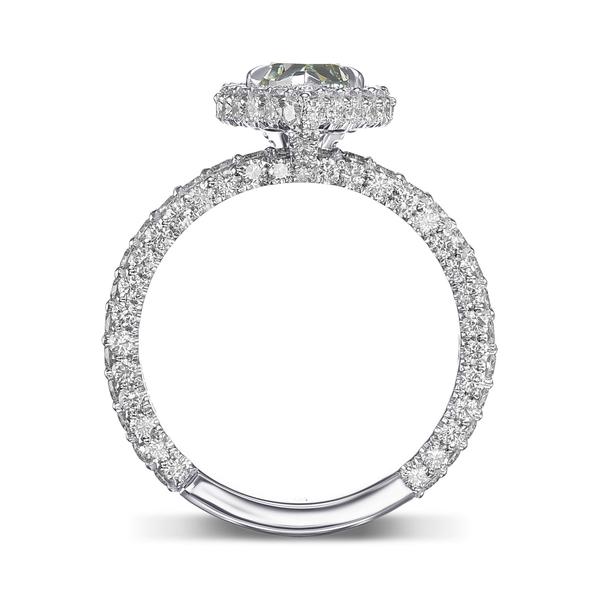 Fancy Intense Green Pear Regal Halo Diamond Ring