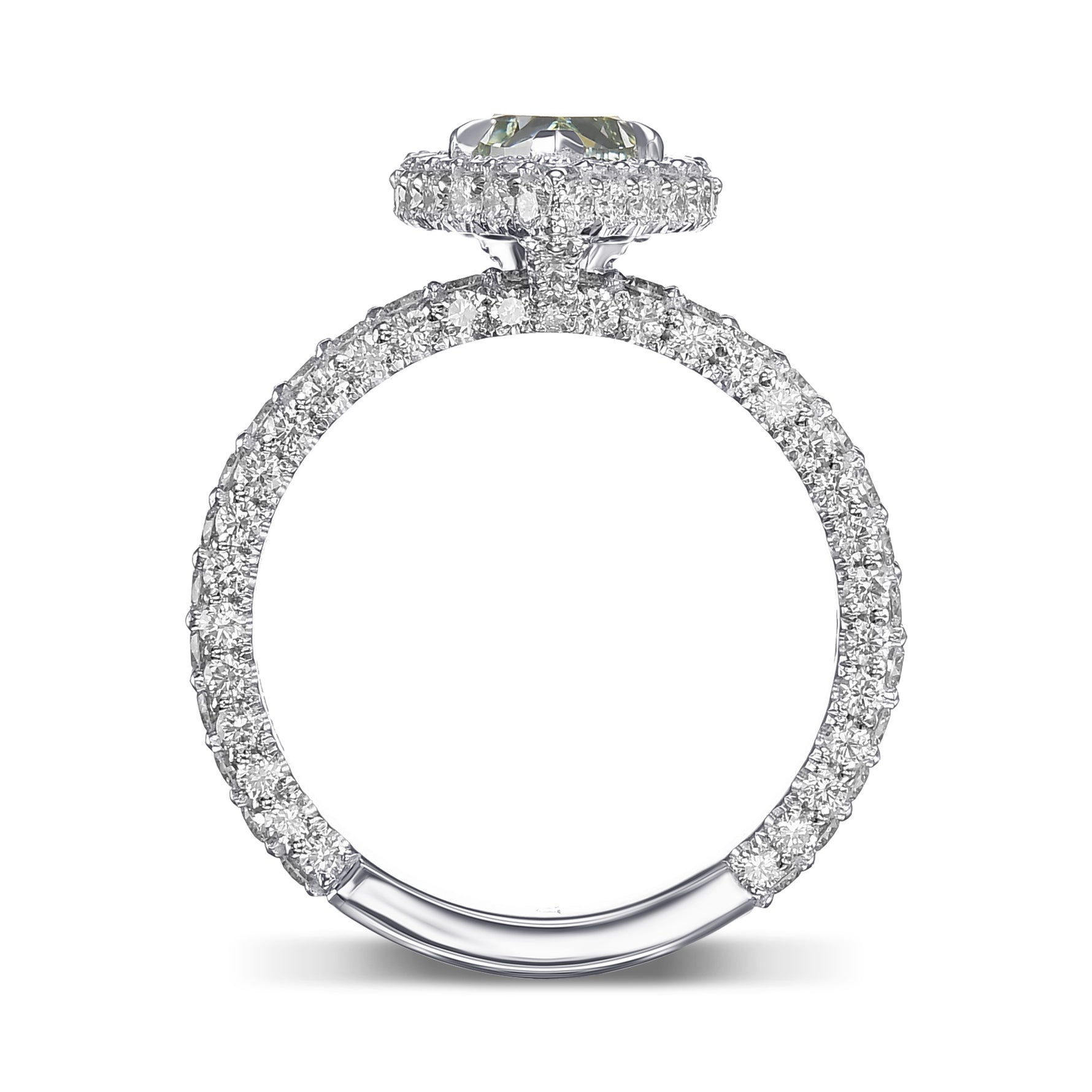 Fancy Intense Green Pear Regal Halo Diamond Ring