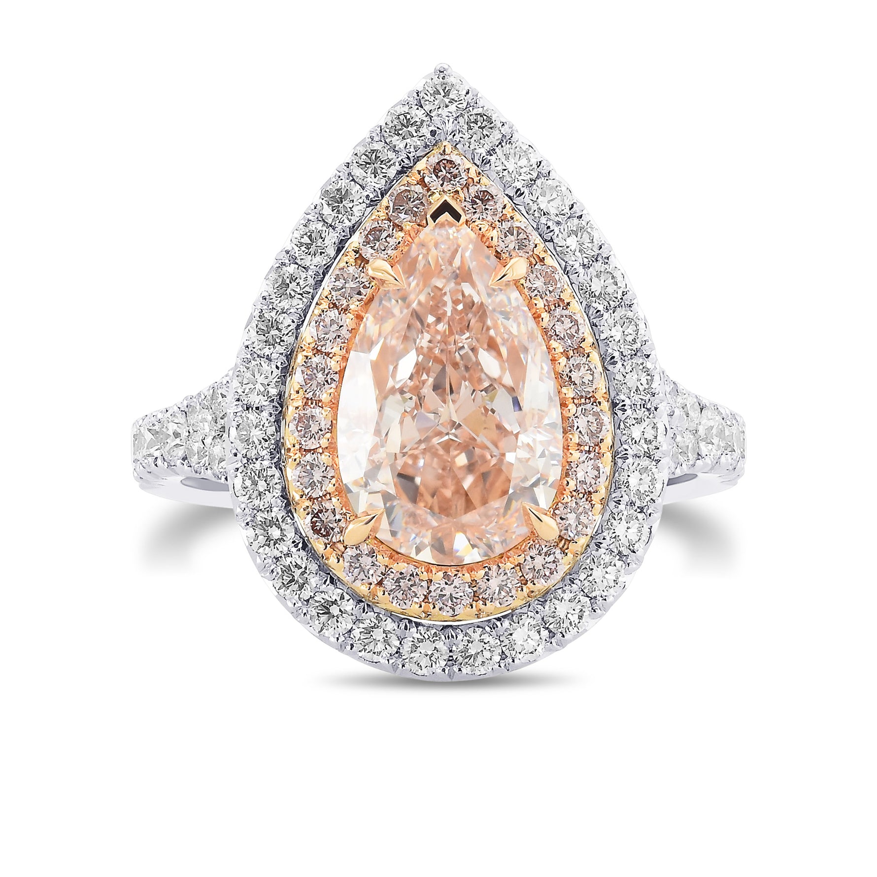 Fancy Brownish Pink Pear Shape Halo Ring