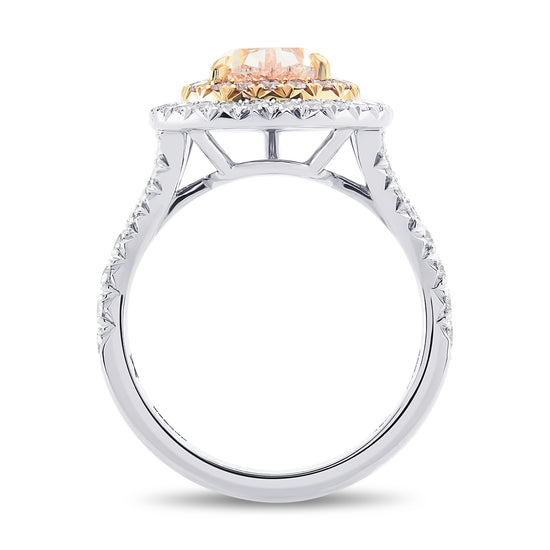 Fancy Brownish Pink Pear Shape Halo Ring