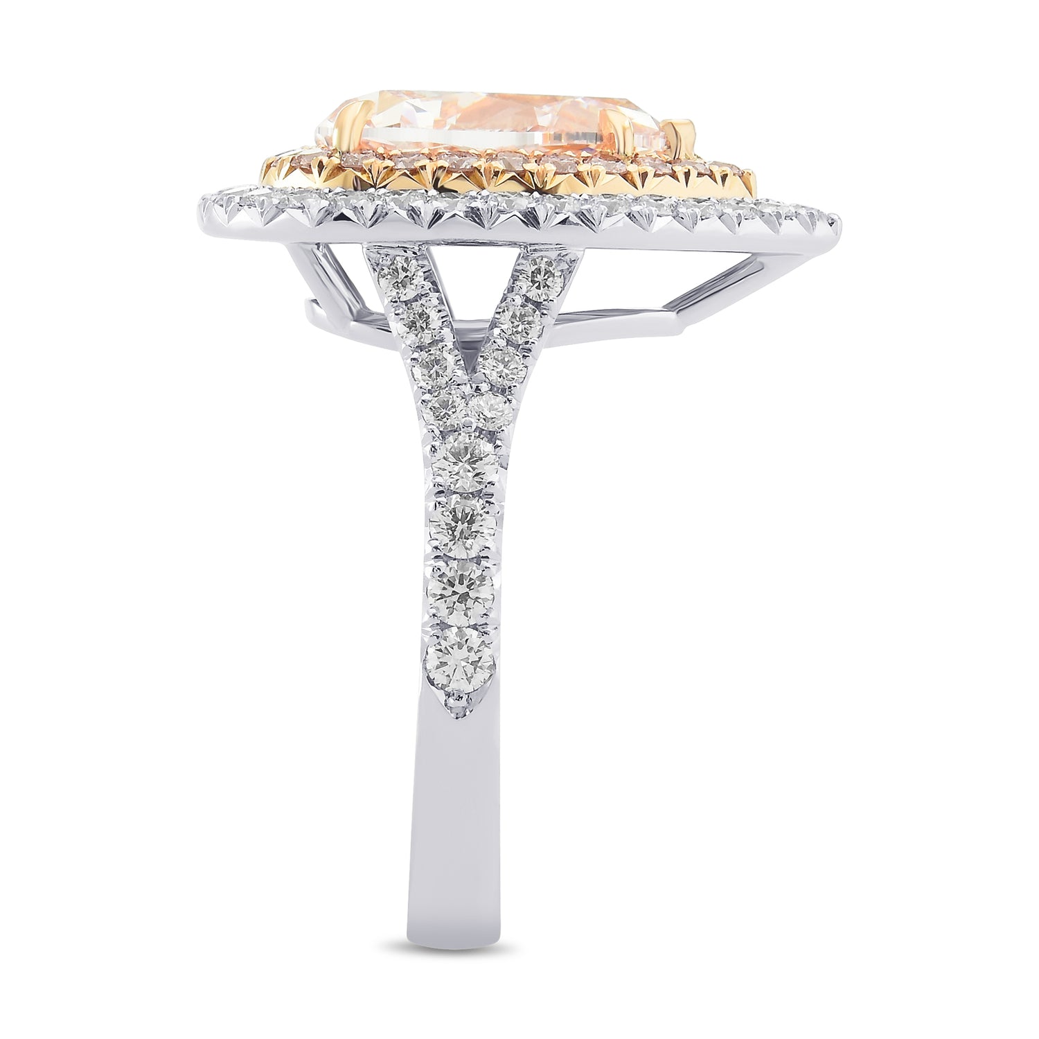 Fancy Brownish Pink Pear Shape Halo Ring