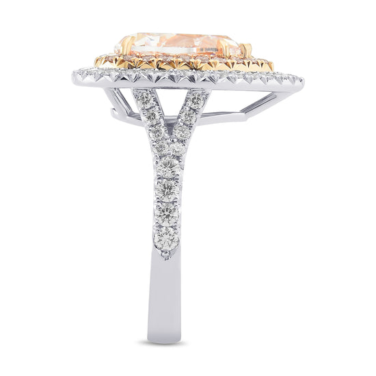 Fancy Brownish Pink Pear Shape Halo Ring