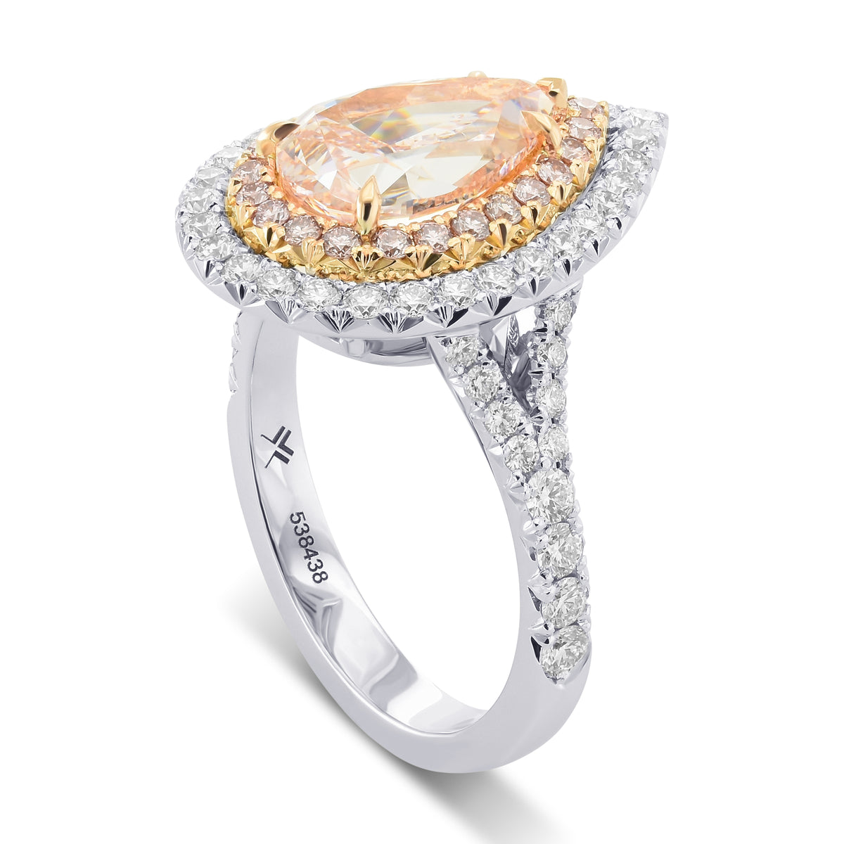 Fancy Brownish Pink Pear Shape Halo Ring