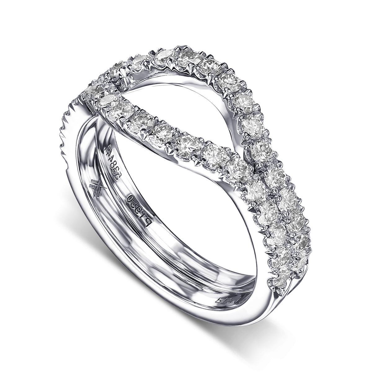 Two Contoured Diamond Wedding Bands