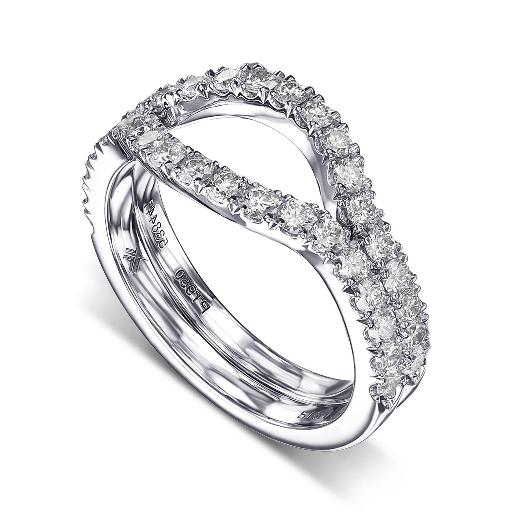 Two Contoured Diamond Wedding Bands