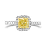 Fancy Yellow Cushion Diamond Carriage Halo Ring