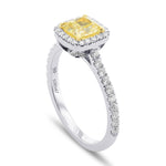 Fancy Yellow Cushion Diamond Carriage Halo Ring