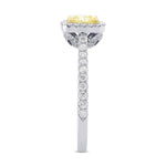 Fancy Yellow Cushion Diamond Carriage Halo Ring