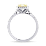 Fancy Yellow Cushion Diamond Carriage Halo Ring