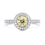 Fancy Yellow Round Diamond Halo Engagement Ring