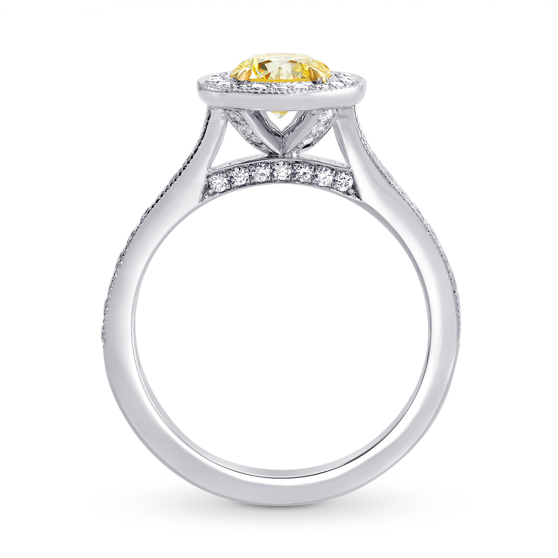 Fancy Yellow Round Diamond Halo Engagement Ring