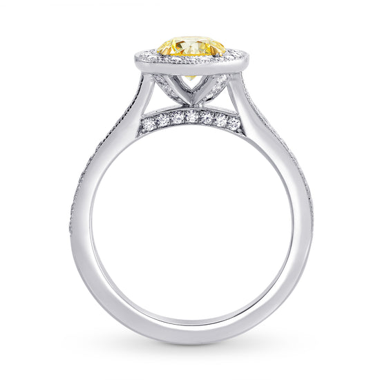Fancy Yellow Round Diamond Halo Engagement Ring