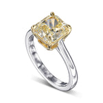Light Yellow Radiant Solitaire Diamond Ring