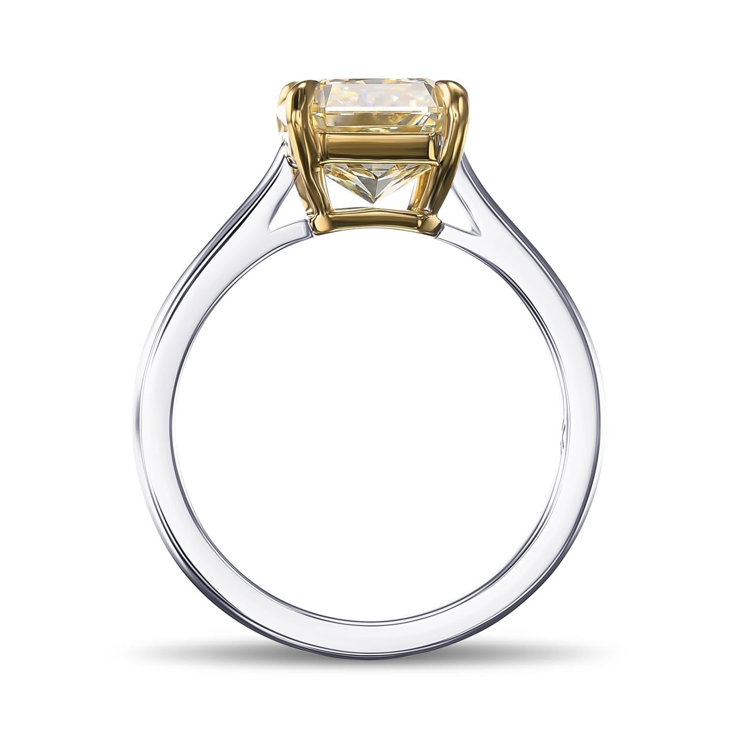 Light Yellow Radiant Solitaire Diamond Ring