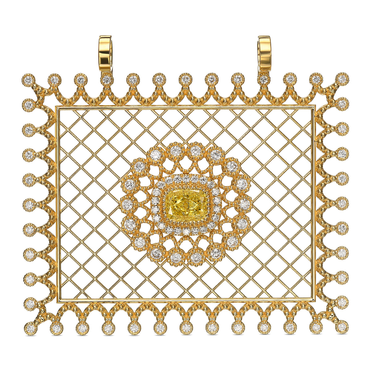 Fancy Intense Yellow Cushion Diamond Pendant