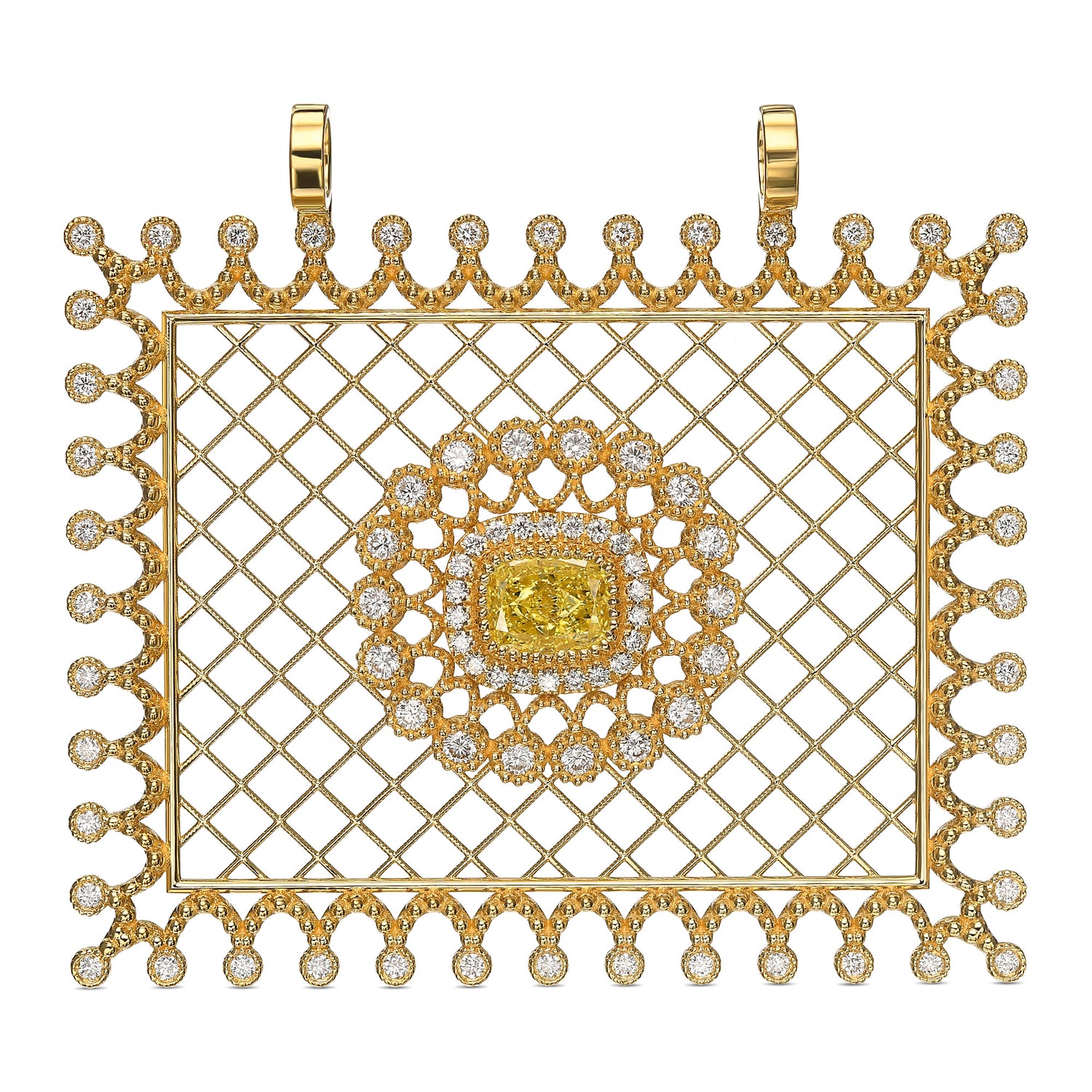 Fancy Intense Yellow Cushion Diamond Pendant